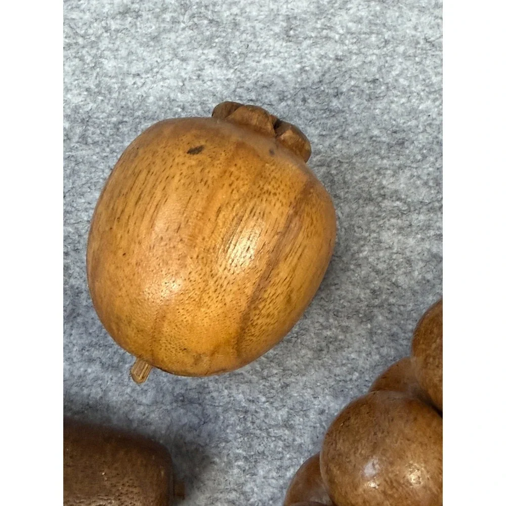 Vintage Hand Carved Assorted Wooden Fruit 9 pieces Philippines‎
